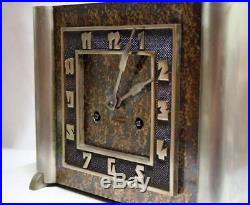 Beautiful Rare Metal Table Clock Art Deco Bauhaus