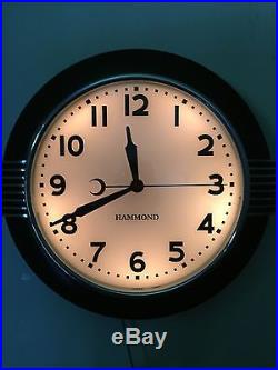 Beautiful Refurbished Hammond 341 Art Deco Illuminated Antique Wall Clock