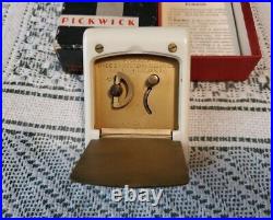 Beautiful Scarce Cream Bakelite Art Deco Westclox Pickwick Travel Clock in Box