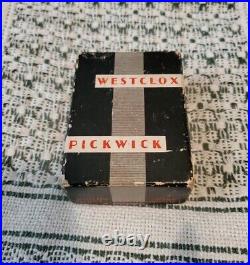 Beautiful Scarce Cream Bakelite Art Deco Westclox Pickwick Travel Clock in Box