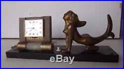 Beautiful UTI SWIZA Desk Alarm Clock Calendar Lampe Mermaid Art Deco mid century