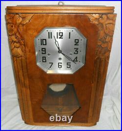 Beautiful Vintage Romanet Morbier Westminster Chime Wind French Wall Clock Rare