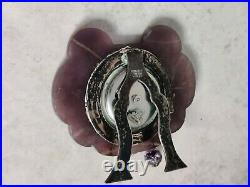 Bensabott Chicago Sterling 8 Day Clock Art Deco Chinese Carved Amethyst As IS