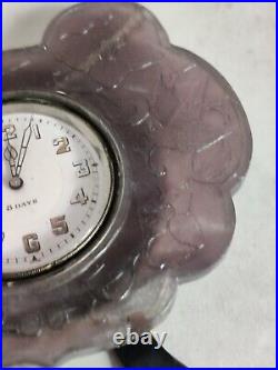 Bensabott Chicago Sterling 8 Day Clock Art Deco Chinese Carved Amethyst As IS