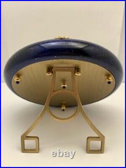 CARTIER Desk Clock Blue Lapis Enamel Art Deco Sunburst