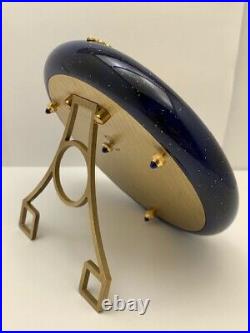 CARTIER Desk Clock Blue Lapis Enamel Art Deco Sunburst