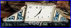 CARTIER by Jaeger-LeCoultre MANTLE CLOCK. 935 Sterling Enameled MARBLE Base 1928