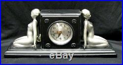 COOL, RARE ART DECO CLOCK With QUOIZEL NUDE FIGURES, FRANKART ERA- FREE SHIPPING