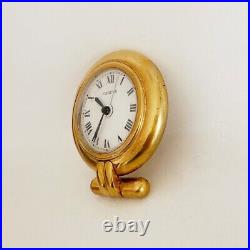 Cartier 24k gold sapphire travel clock with alarm desk pendulette colisée quartz