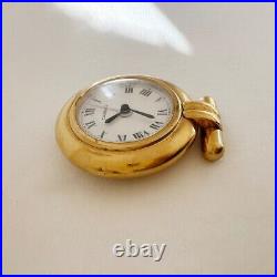 Cartier 24k gold sapphire travel clock with alarm desk pendulette colisée quartz