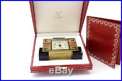 Cartier Art Deco Pendulette Clock with Sapphires & Enamel Certificate & Box