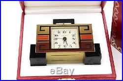 Cartier Art Deco Pendulette Clock with Sapphires & Enamel Certificate & Box