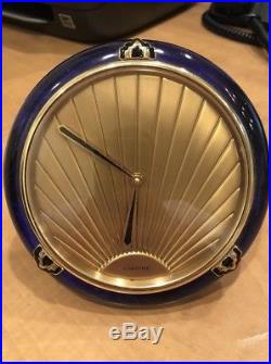 Cartier Desk Clock Art Deco Bakelite Lapis Enamel Table Clock