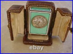 Cartier Enamel And Silver-Gilt Mignonette Desk Clock, EW&C Movement