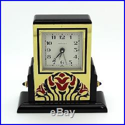 Cartier Pendulette Art Deco Basculante Alarm Clock in Steel, Ceramic & Sapphires