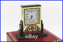 Cartier Pendulette Art Deco Basculante Alarm Clock in Steel, Ceramic & Sapphires