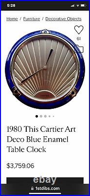 Cartier must de Cartier Lapis Art Deco Clock Blue