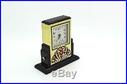 Cartier pendulette Art Deco basculante alarm clock bronze lacquer enamel sapphir