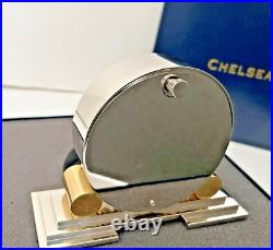 Chelsea Clock Co New Mayfair Quartz Desk Mantal In Box Nickel & Brass Art Deco