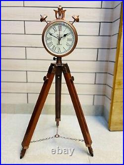 Copper Clock with Tripod Stand Modern Industrial Style Clock