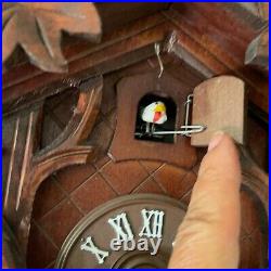 D Hones Oak Leaf Cuckoo Clock Deers Head German Wooden Cuckoo Clock