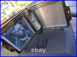 Dunhill Travel or Desk Clock Photo Frame Globetrotter Black Leather Cased