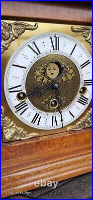 Dutch Westminster Clock Christiaan Huygens Moonphase Wall Console 8 Day Key Wind