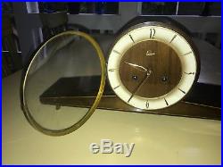 EMES Vintage Mantel Clock Mid Century Art Deco German With Key