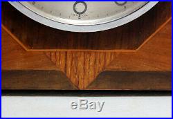 ENGLISH WESTMINSTER TABLE MANTLE CLOCK 1920 Art Deco two color wood