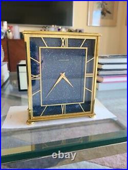 EXC COND Jaeger LeCoultre Brass Gilt Lapis Lazuli Mantel Bracket Clock