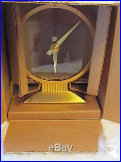 Eames Era Art Deco Jefferson Mystery Clock Original Box Working + Gold Visonette