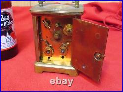 Early Brass Waterbury Clock, Alarm, Beveled Glass, 4, Pat 1891NICE? WC7.19.23