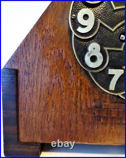 Eight Day Amsterdam School Art Deco Mantel Clock With Bronze Dial