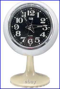 Elgin Space Age Alarm Clock Pedestal Glows Works No 8526 Vintage Original Box