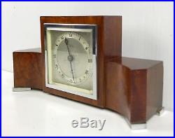 Elliott Art Deco Burl Walnut Mantle Clock