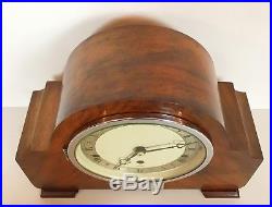Elliott Art Deco Walnut Quarter Chiming Mantle Clock