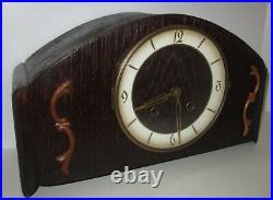 English Foreign Art Deco Mantel Clock 8-Day, Time/Gong Strike, Key-wind