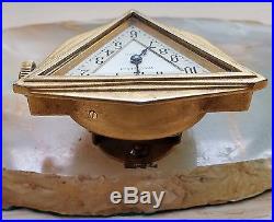 Estate Marble & Brass Desk Accessory Clock & Pen Set-art Deco-free USA Ship