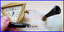 Estate Marble & Brass Desk Accessory Clock & Pen Set-art Deco-free USA Ship