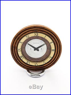 Extremely rare Jaeger-LeCoultre table clock, wood, art deco design, 1940