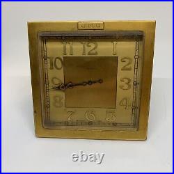 FINE ANTIQUE Art Deco 8 Day CONCORD Brass Desk Clock by J. E. Caldwell Working