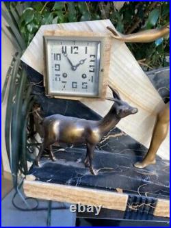 Fabulous Art Deco Clock Spelter Onyx Marble
