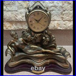 Fairestware Collection QUARTZ Resin Art Deco Clock lady lounging on couch WORKS