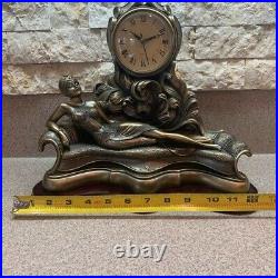 Fairestware Collection QUARTZ Resin Art Deco Clock lady lounging on couch WORKS
