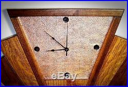 Fan Wall Clock Quarter Sawn Oak Walnut Copper Art Deco Machine Age Inspired NEW