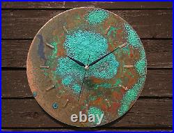 Farmhouse Art Deco Turquoise Patina Copper Wall Clock for Rustic Wall Decor