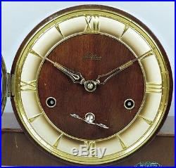 Fine Lauffer Art Deco German Wood Chiming Mantel Clock 1930s
