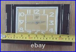 French Art Deco 1930's Bakelite & Chrome Mantle Clock + Alarm