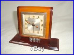 French Art Deco 2 Color Amber Color Bakelite Bayard Alarm Clock