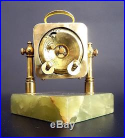 French Art Deco Brass Swivel Clock on Marble Base by DEP 1931
